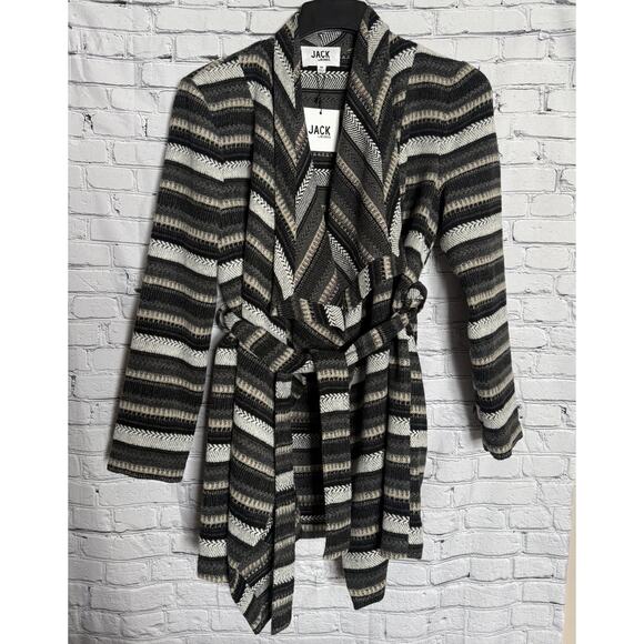 Jack by BB Dakota Striped Aztec Belted Wrap Coat Jacket Women’s Size Medium NWT - Picture 1 of 10